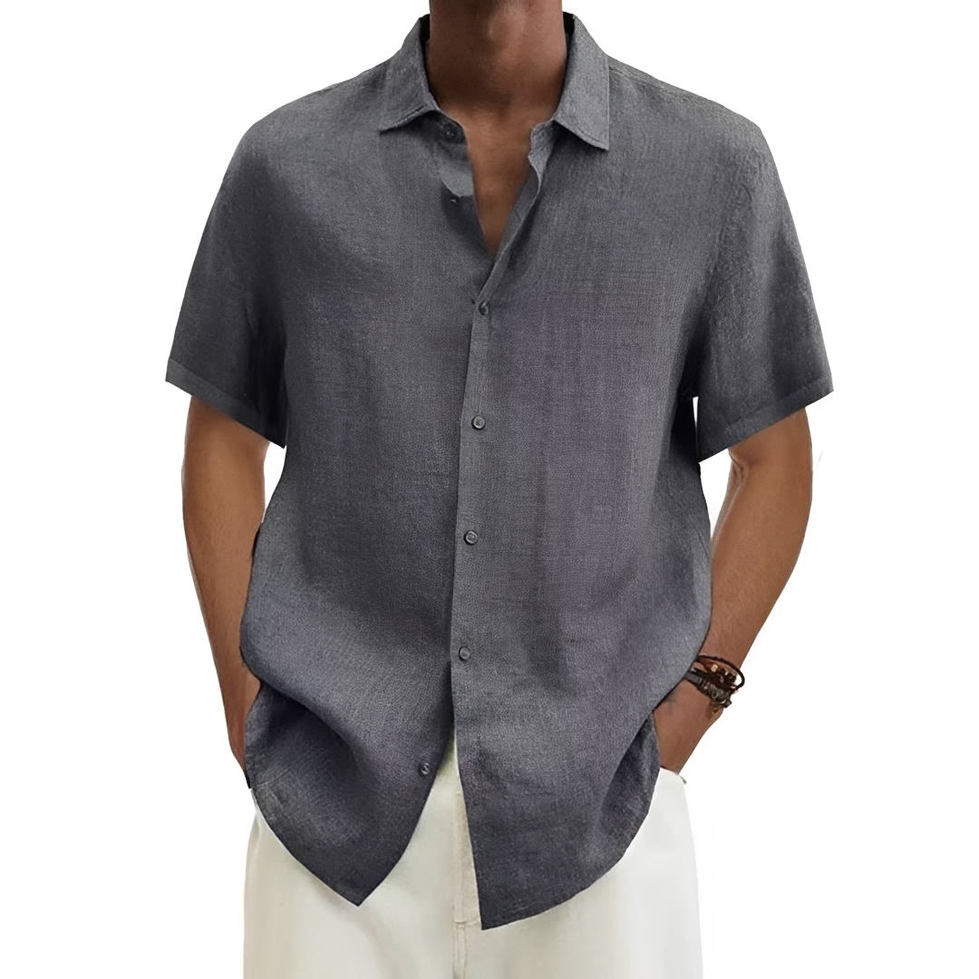 Herren Sommerhemd Leichtes Baumwollhemd Beige