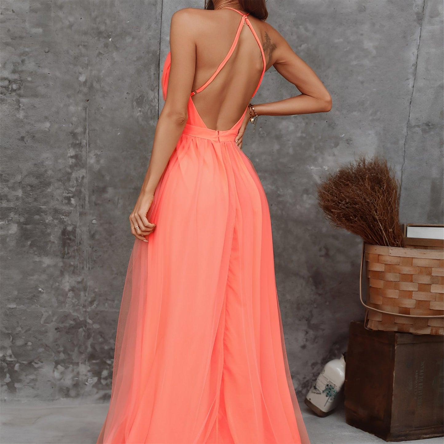Damen Langkleid V-Ausschnitt Elegant