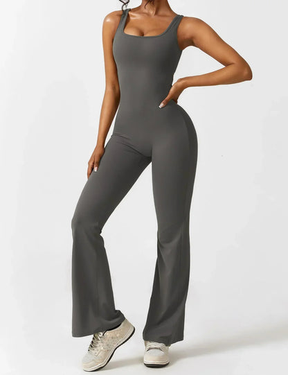 Damen Jumpsuit Enganliegend Weite Bein Komfort