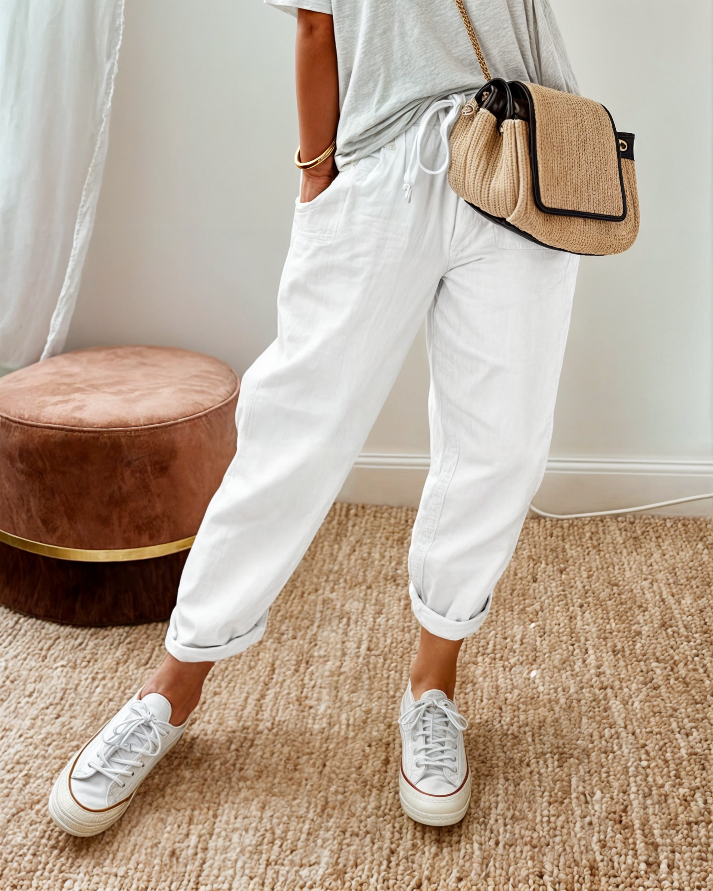 Damen Sommerhose Kordelzug mit Taschen