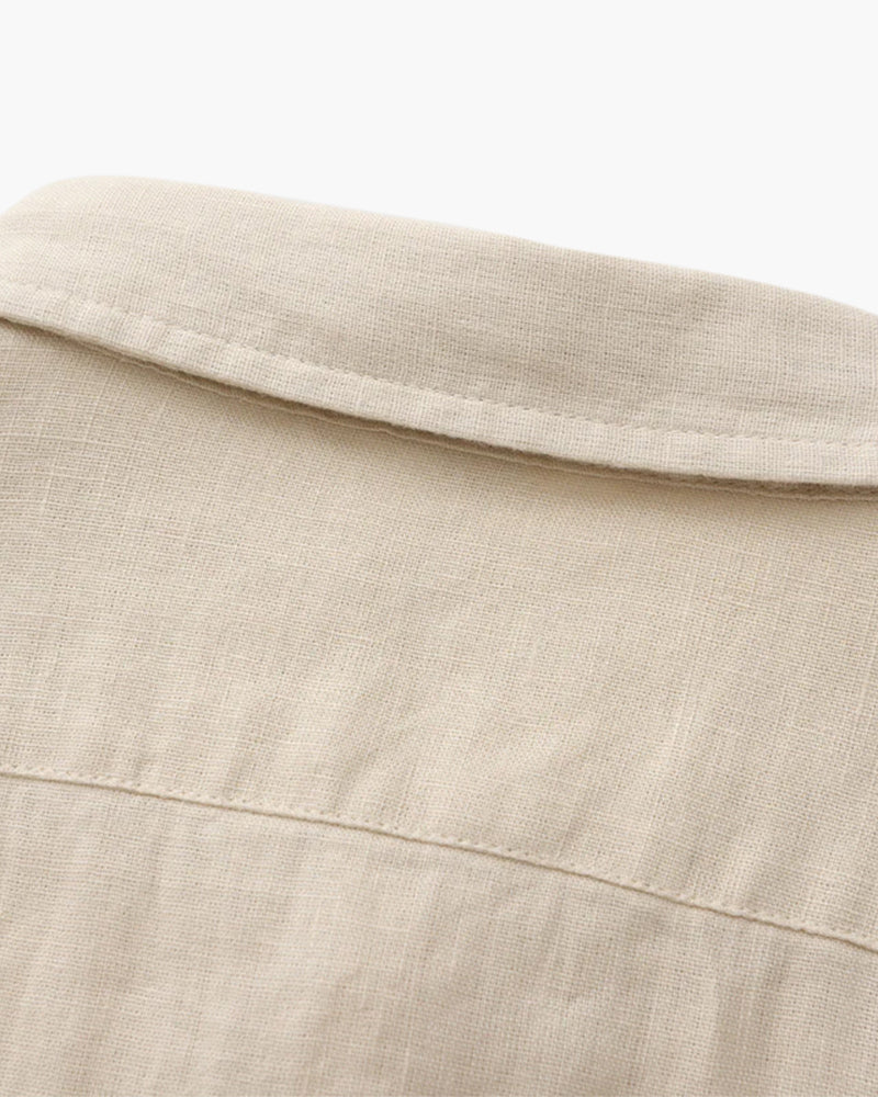 Herren Leinenhemd Langarm Leicht Beige
