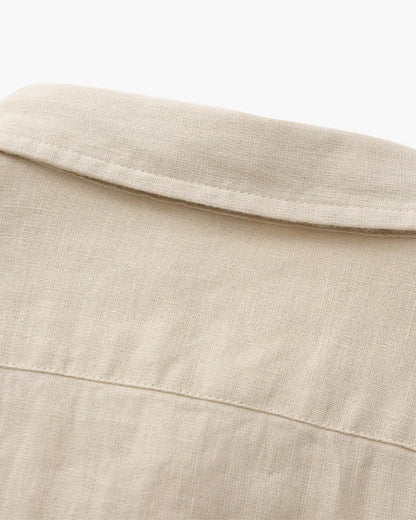Herren Leinenhemd Langarm Leicht Beige