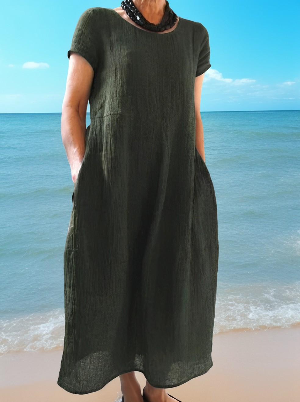 Damen Kurzarmkleid Leicht Komfortabel Sommerkleid - Norvielle