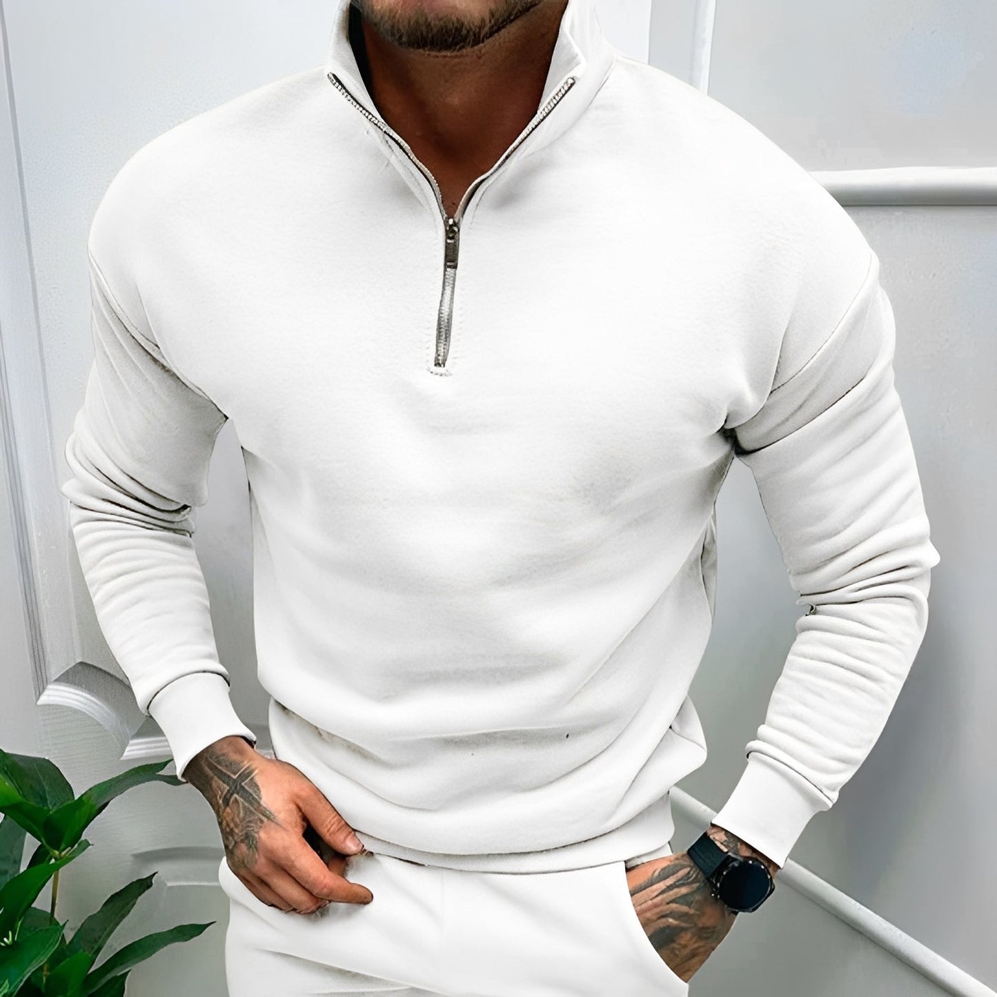Herren Pullover Halb-Reißverschluss Lässig