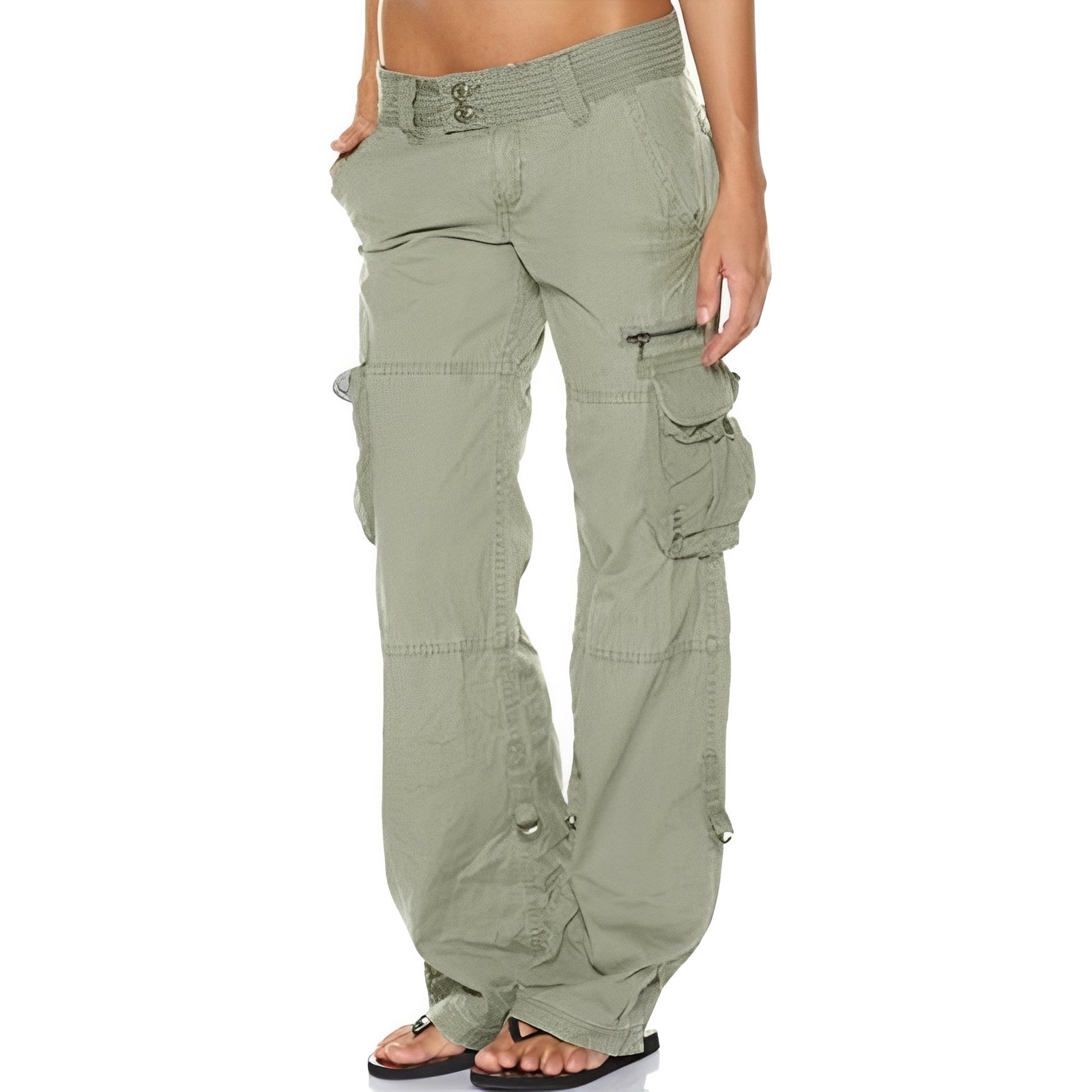 Damen Cargohose Locker Sitzend Schwarz - Norvielle