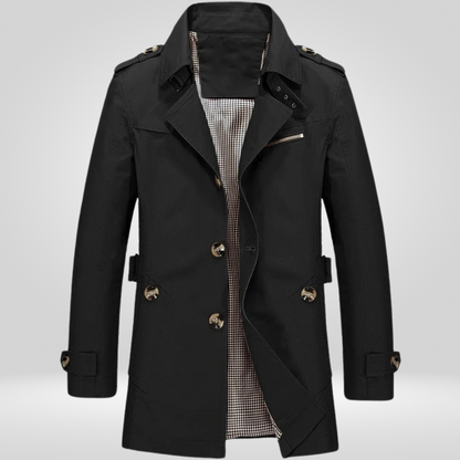 Herren Trenchcoat Klassisch Längschnitt Strukturiert
