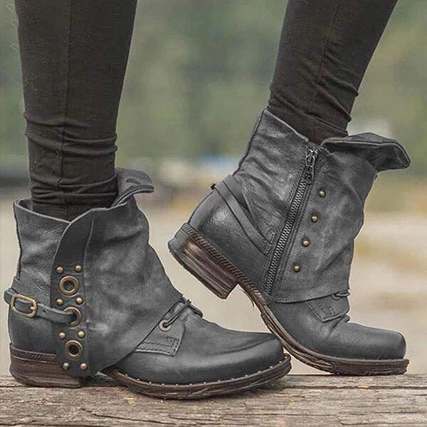 Norvielle Damen Stiefelette Rutschfest Mit Seitenreißverschluss