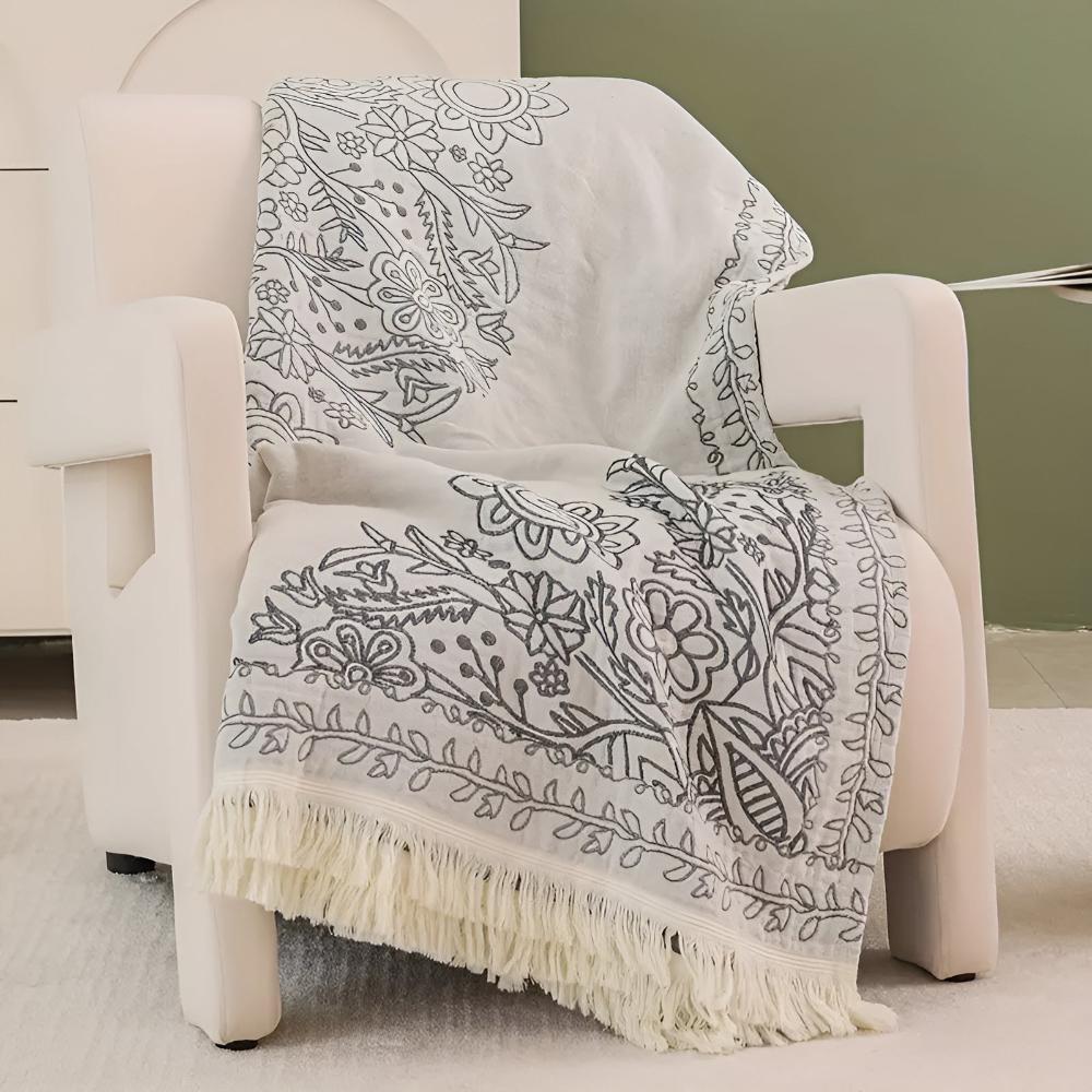Scandi Chic Damen Baumwolldecke Weich Beige