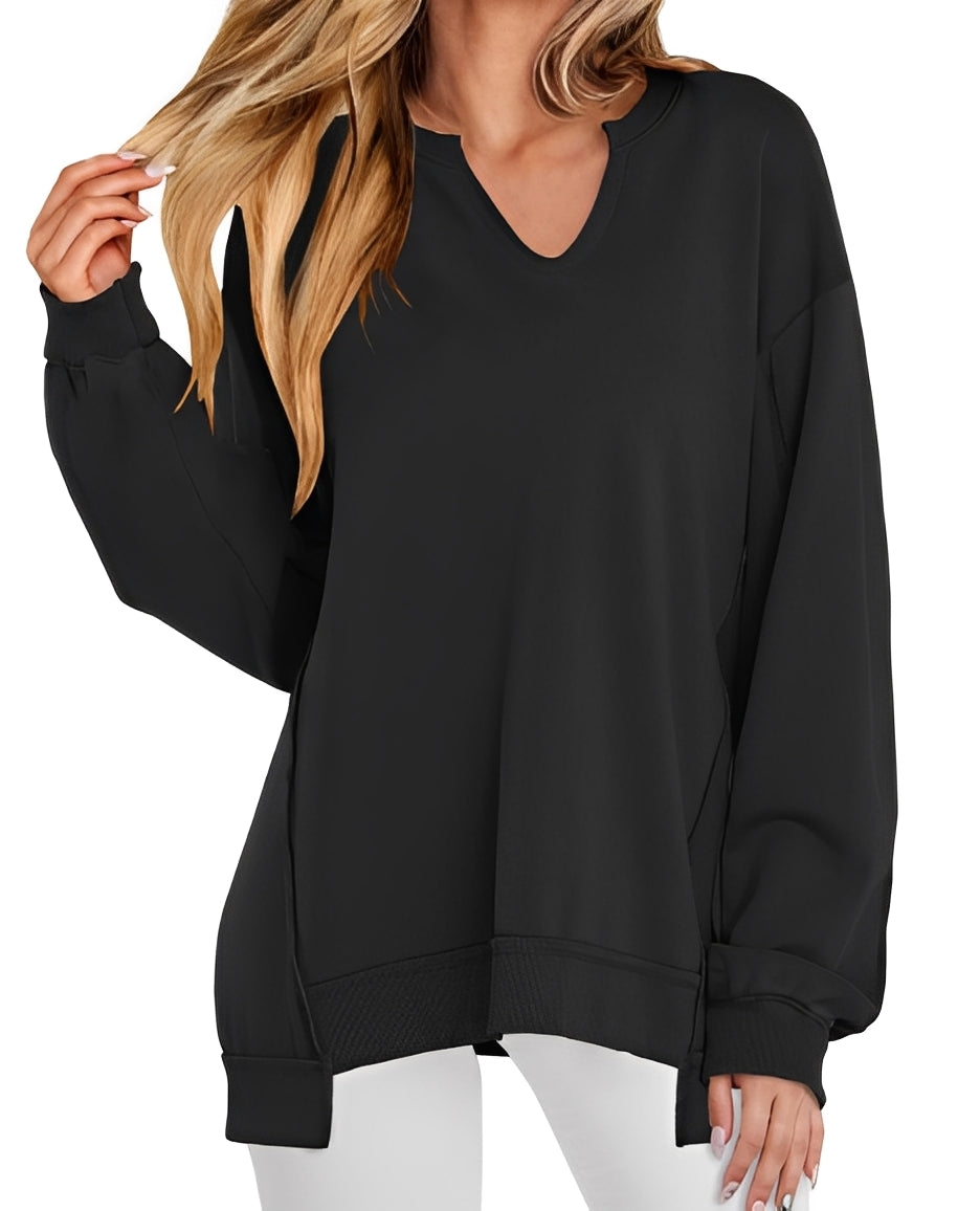Damen Pullover Gestreift V-Ausschnitt Lässig