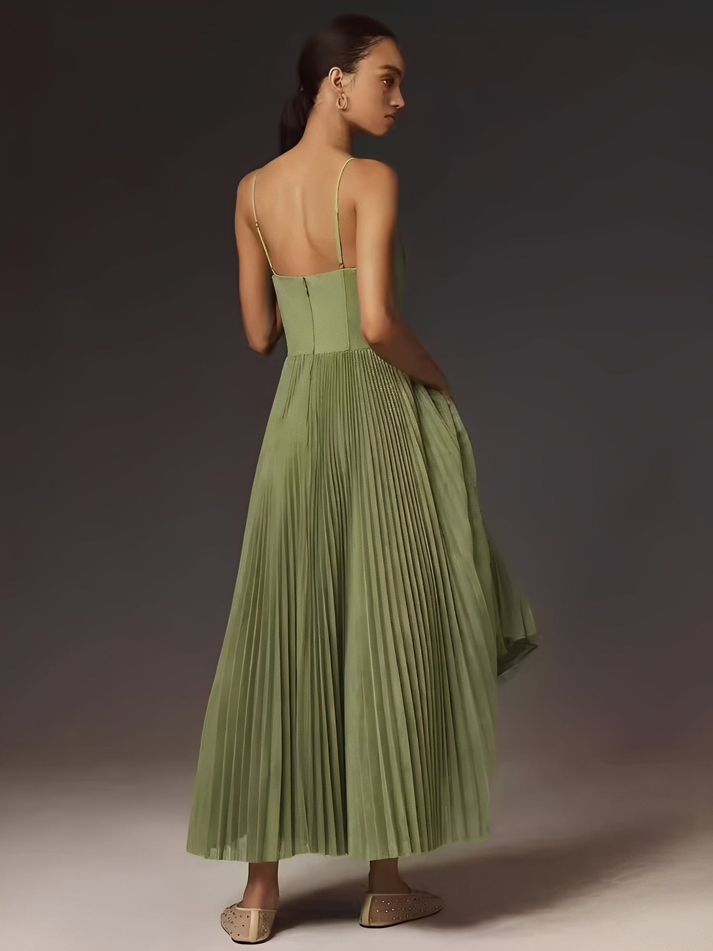 Karen Damen Midikleid Rückenfrei Falten