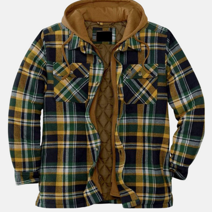 Herren Karierte Steppjacke Warm Knöpfe Erich
