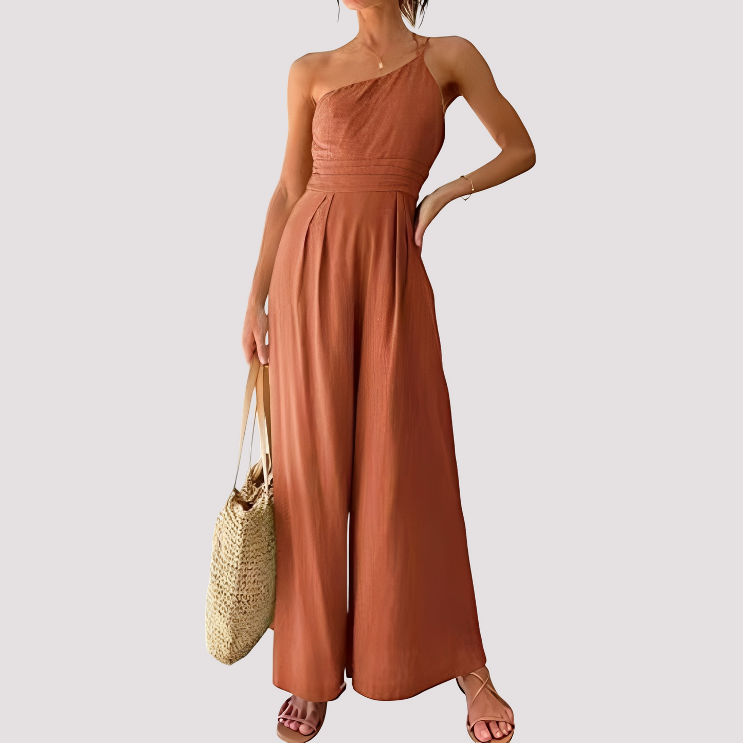 Damen Ein-Schulter-Jumpsuit Weites Bein Elegantes Design