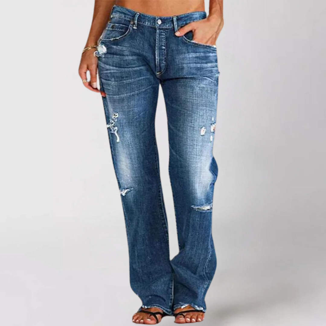 Damen High-Waist Destroyed Jeans Gerade