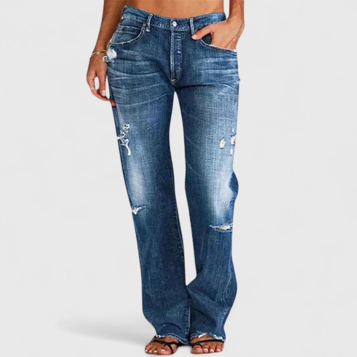 Damen Vintage-Jeans Lockerer Passform Hellblau