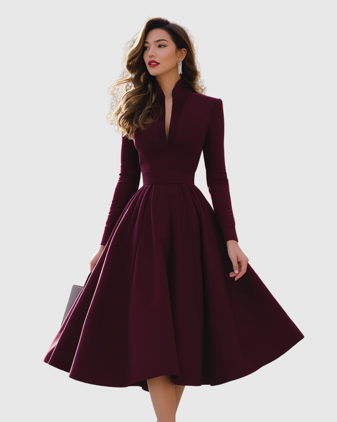 Isabeau Damen Midi-Kleid Tailliert Elegantes Design - Norvielle