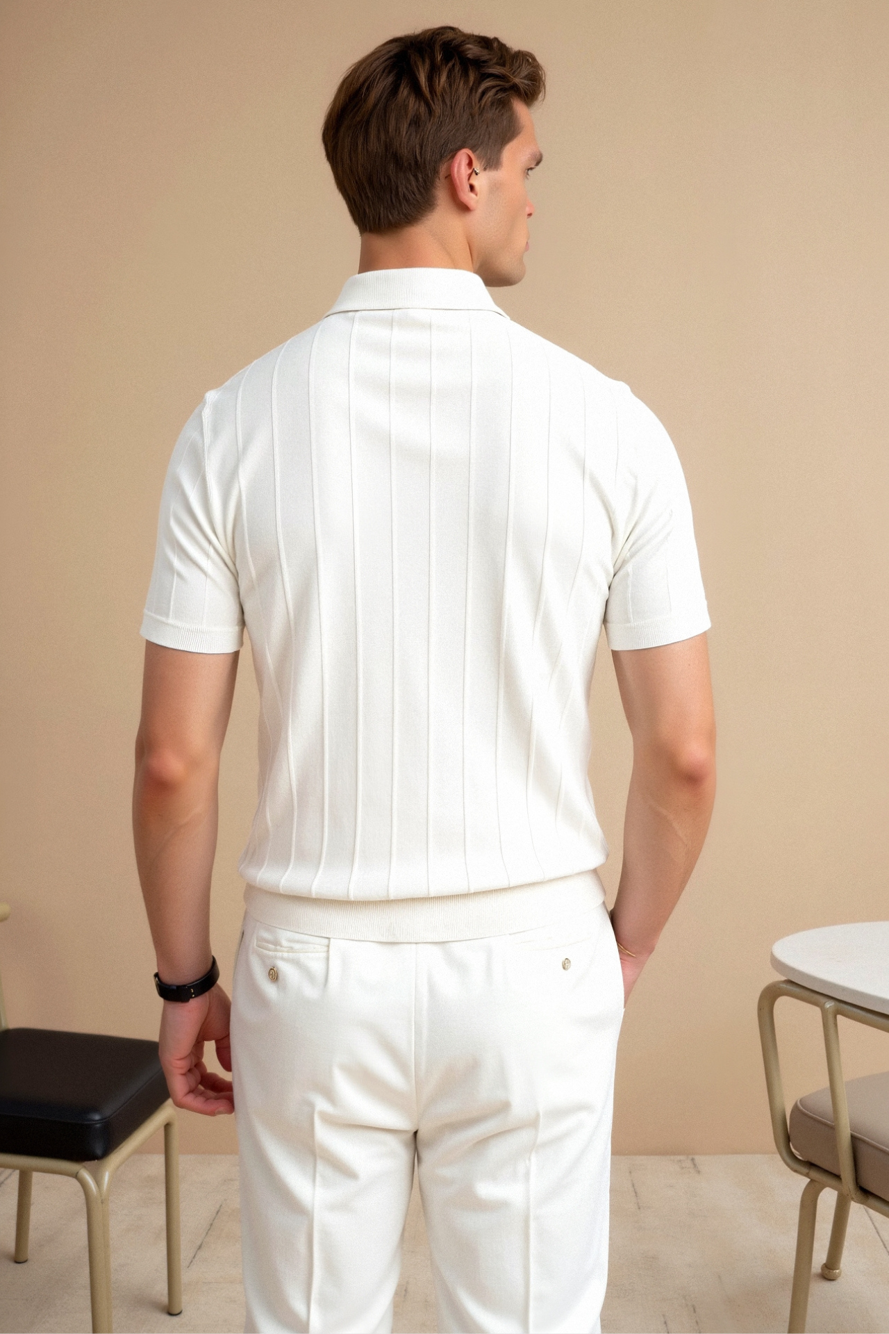 Herren Polo Weiß Minimalistisch Zeitlos