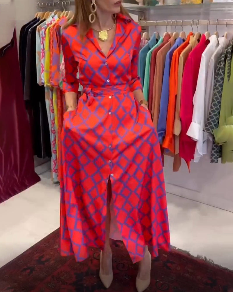 Norvielle Damen Hemdkleid V-Ausschnitt 3/4 Ärmel