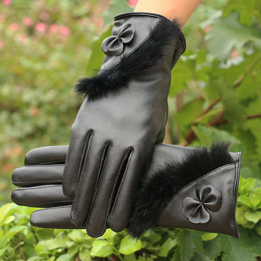 Damen Lederhandschuhe Schwarz - Norvielle
