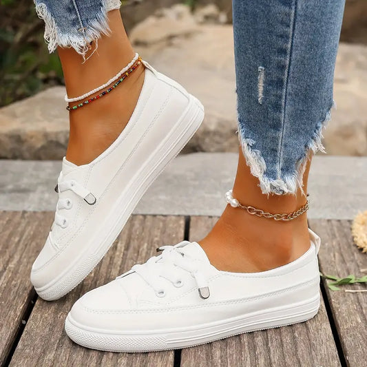 Norvielle Damen Flache Schuhe Rutschfeste Sohle Runde Spitze - Norvielle