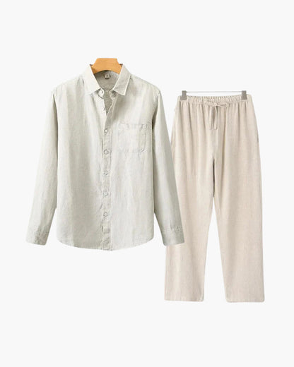 Herren Leinen-Anzug Lange Ärmel 2-teilig Beige