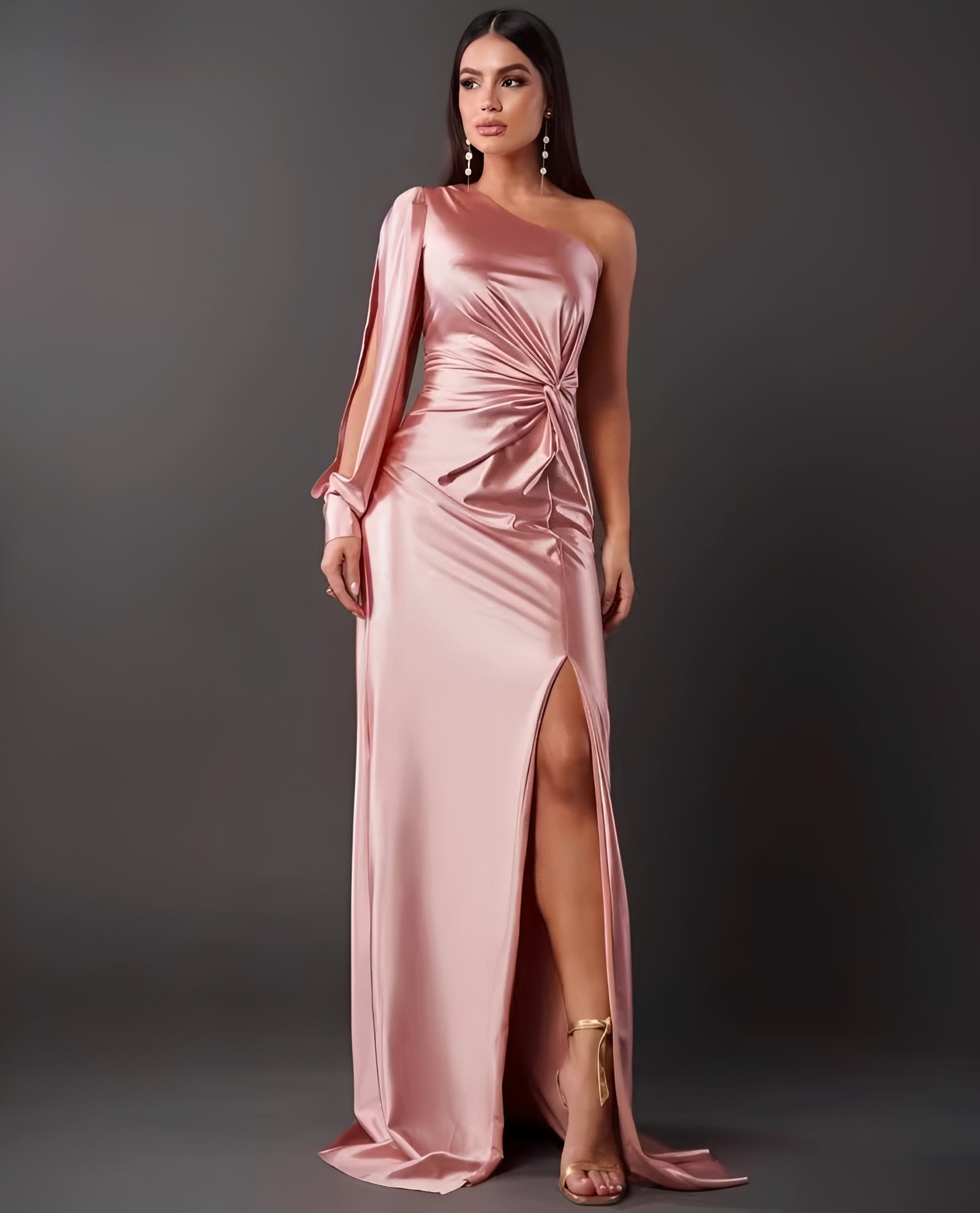 Damen Abendkleid Elegantes mit Schlitz Schwarz - Norvielle