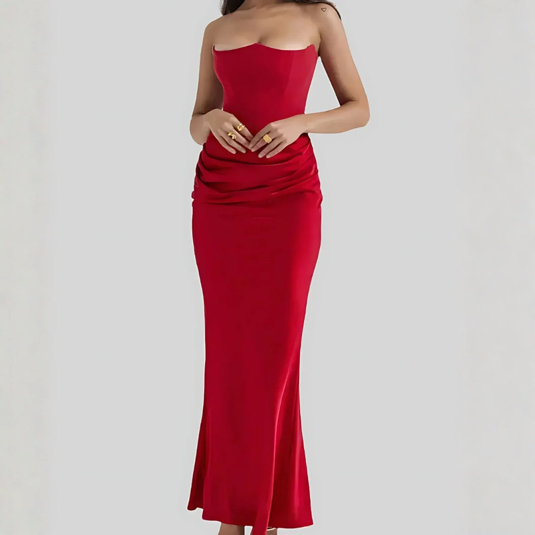 Damen Maxikleid Hochzeitsgast Drapiertes Abendkleid