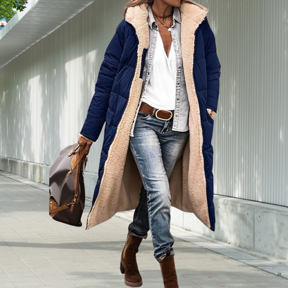 Damen Winterjacke Lang Gefüttert Mit Kapuze