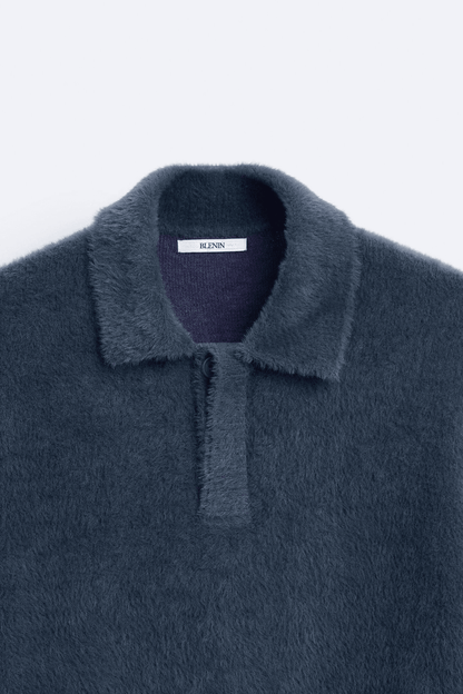 Weiches Fleece Polo-Shirt Warm Beige