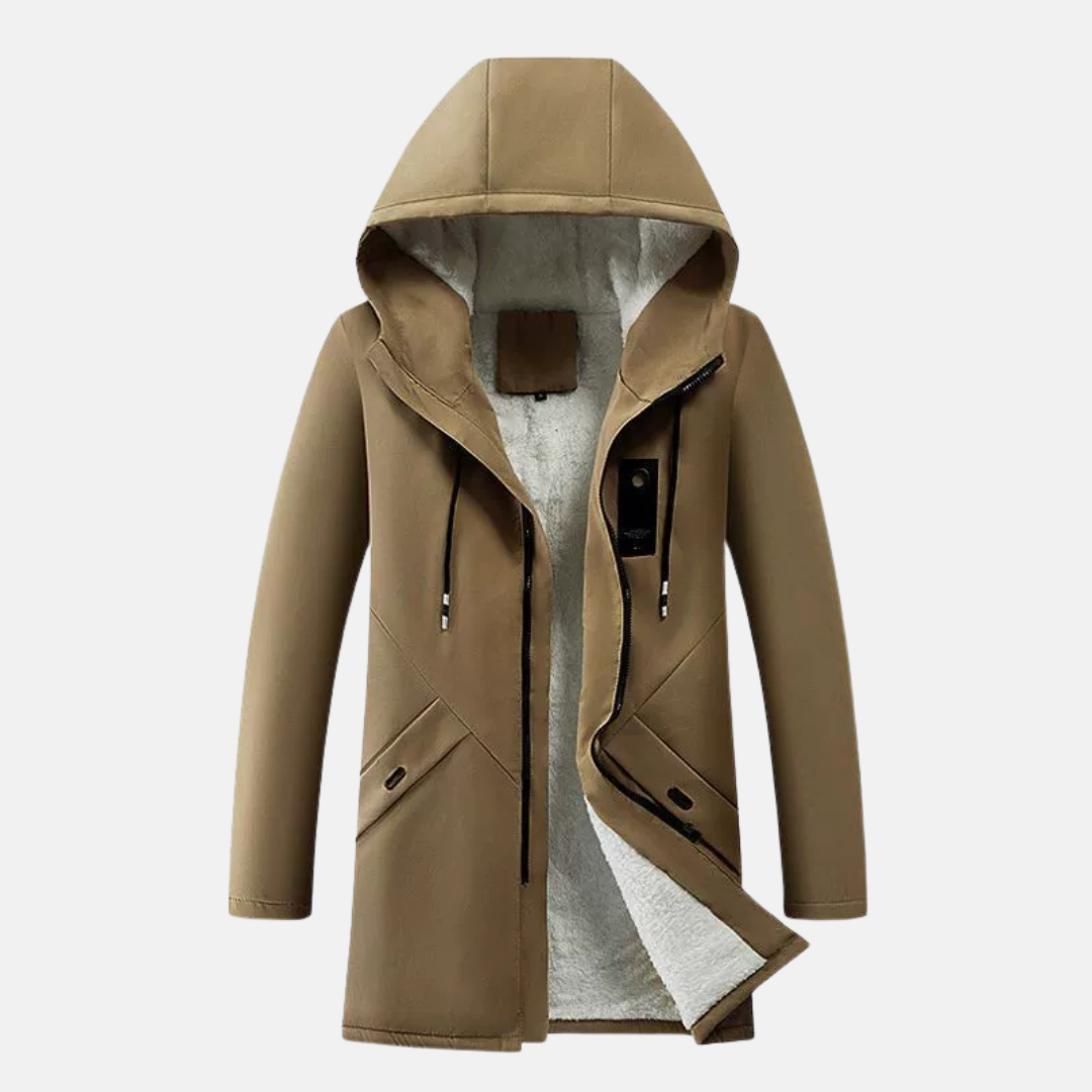 Kapuzenjacke Damen Mittellang Fleece Winddicht