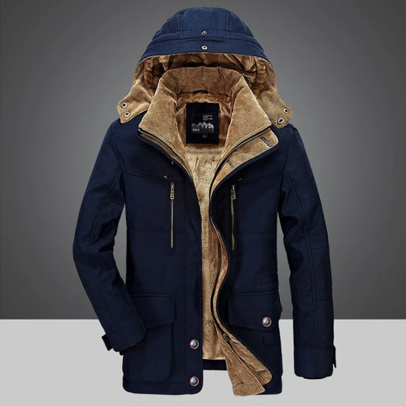 Herren Winterjacke Lang Mit Kapuze
