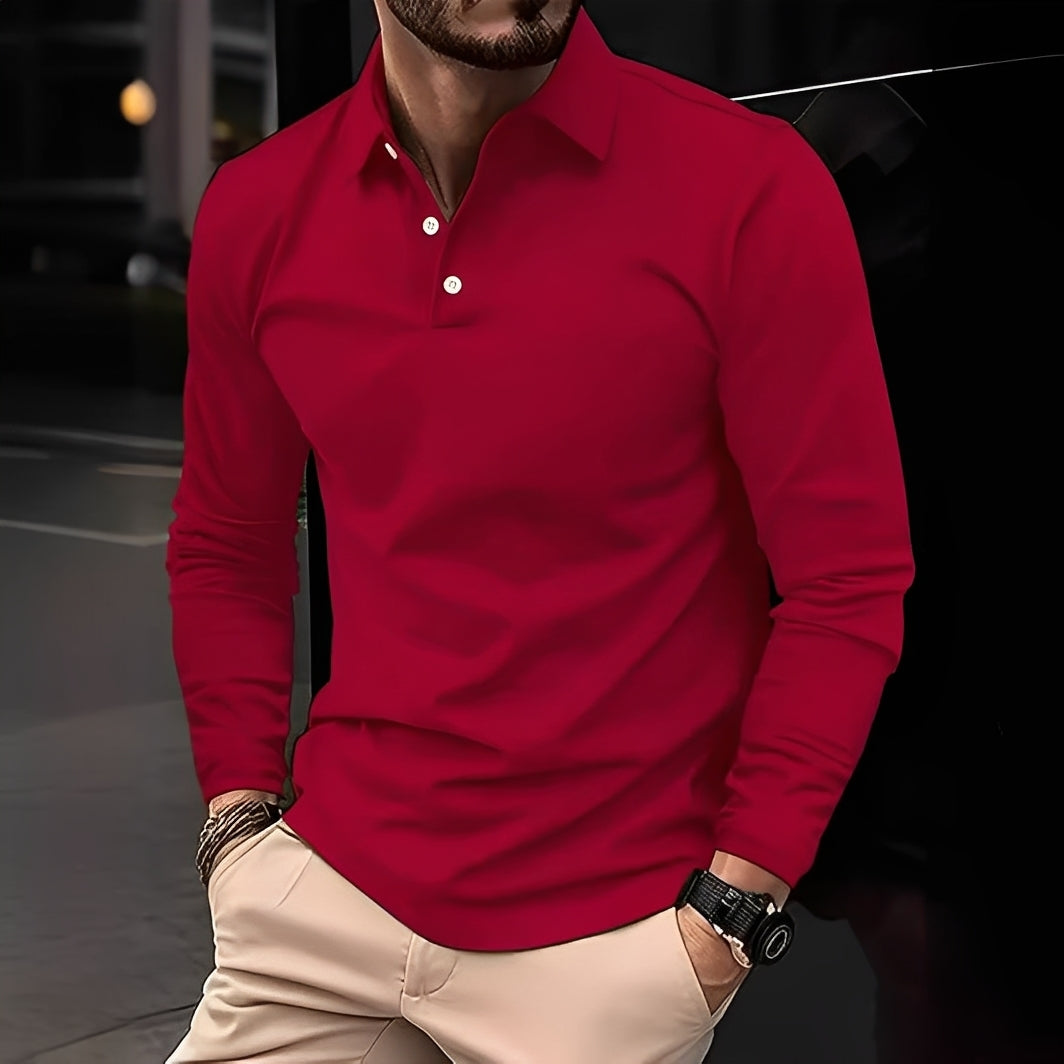 Deacon Herren Langarm-Poloshirt Bequem
