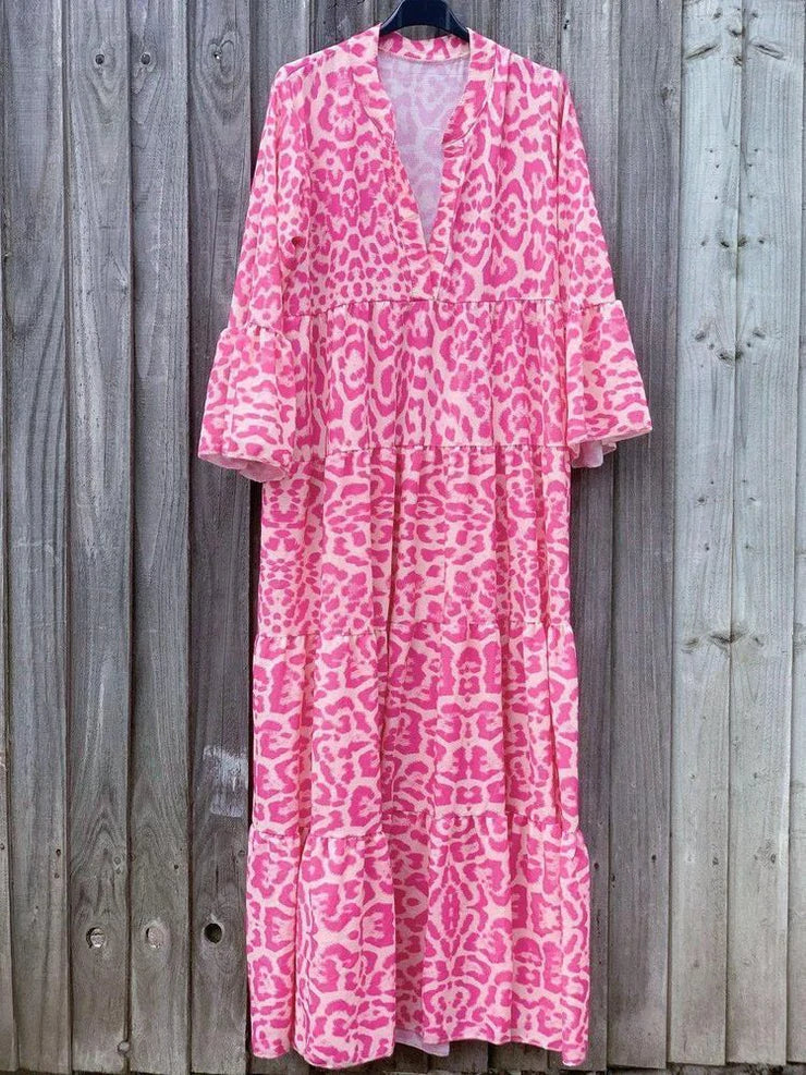 Damen Sommerkleid Leopardenmuster