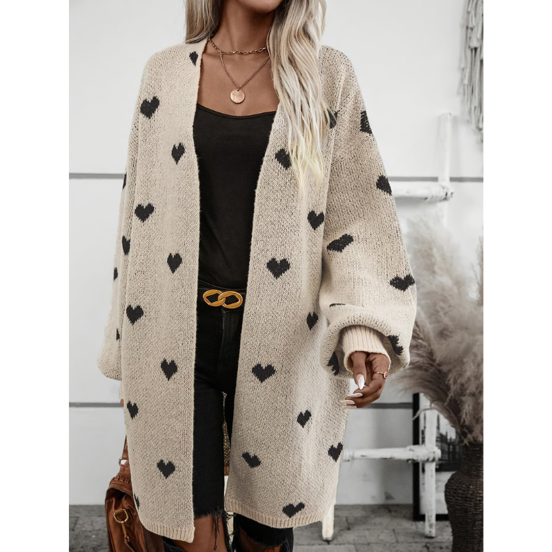 Damen Langarmshirt Mit Herzmuster
