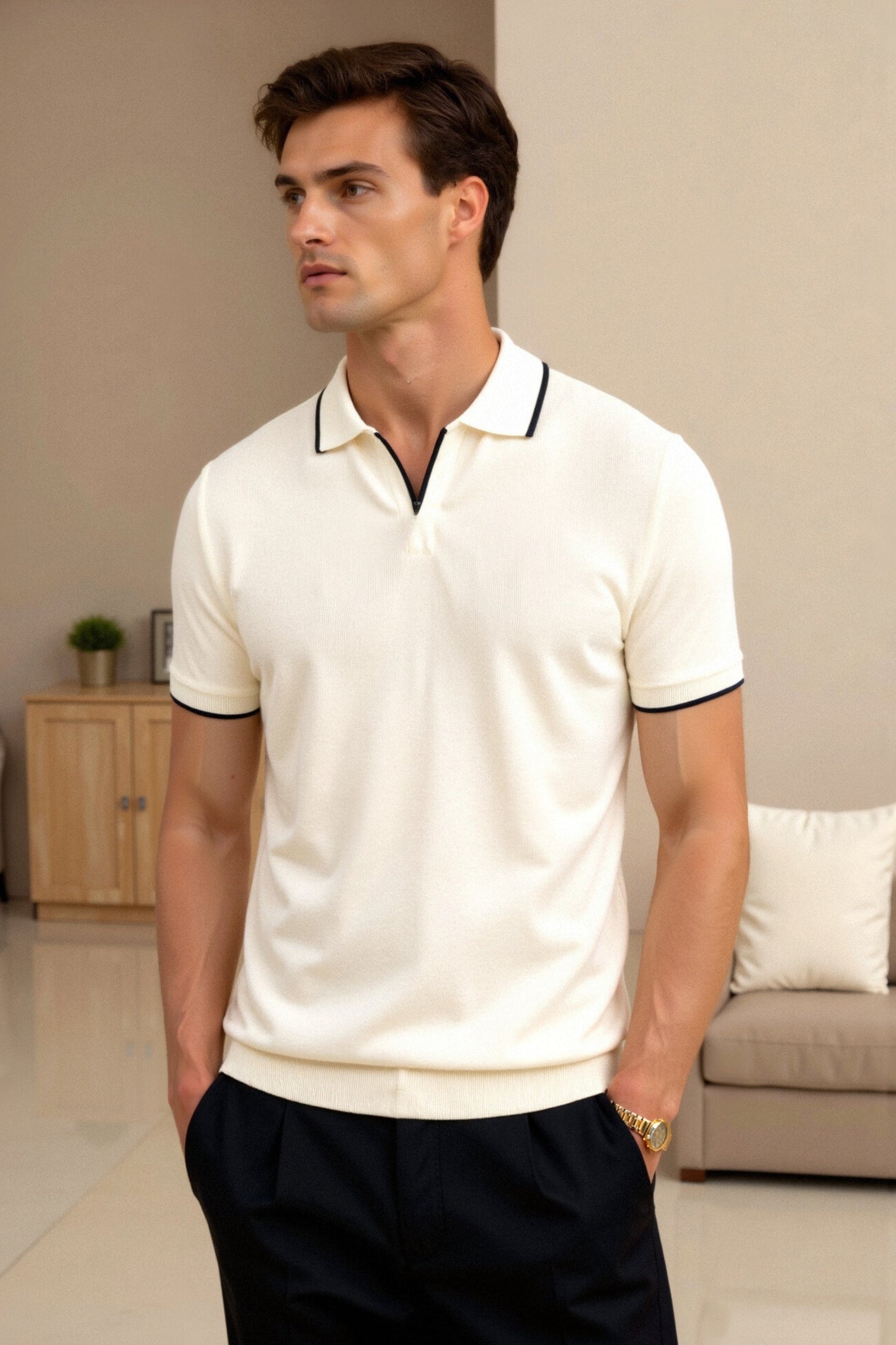 Herren Poloshirt Kontrastdetails Elegant Modern - Norvielle