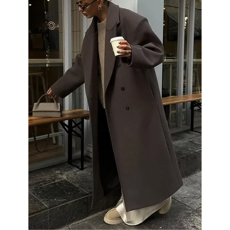 Norvielle Damen Wollmantel Oversize Winter