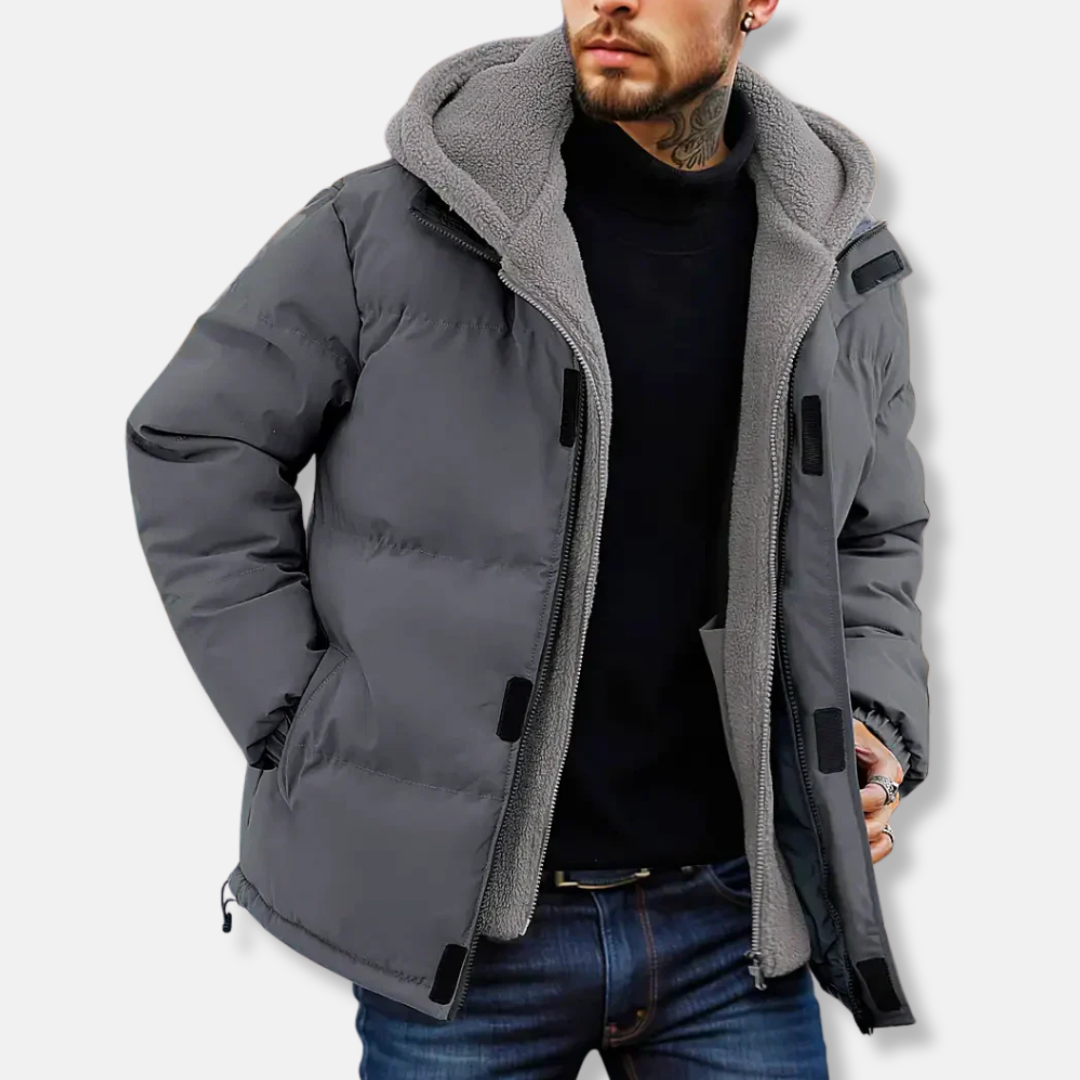 Herren Pufferjacke Steppdesign Fleece Futter Wasserabweisend