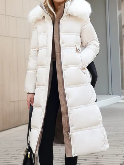 Snow Embrace Winterjacke in Weiß mit Kunstpelzkragen – Damenmode Winter