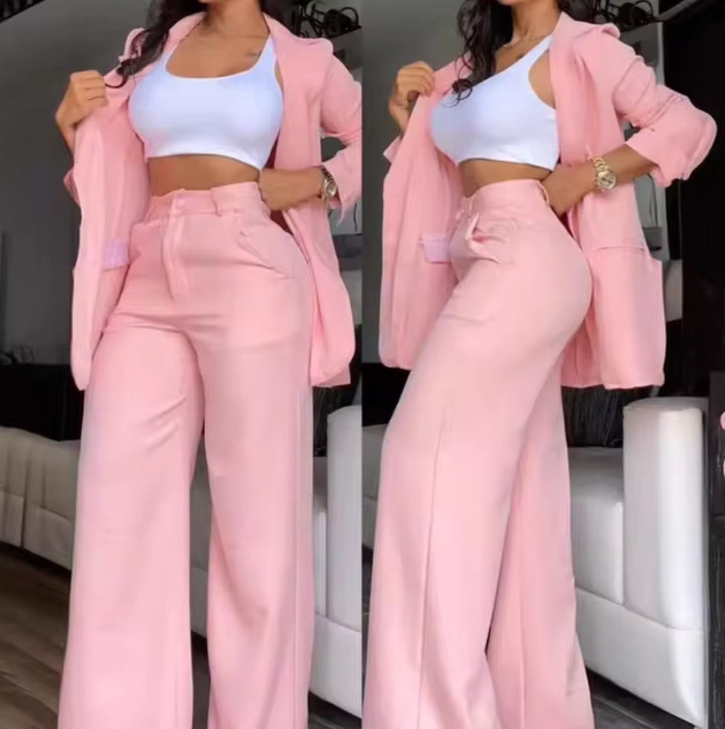 Norvielle Damen Blazer-Hosen-Set Langärmlig