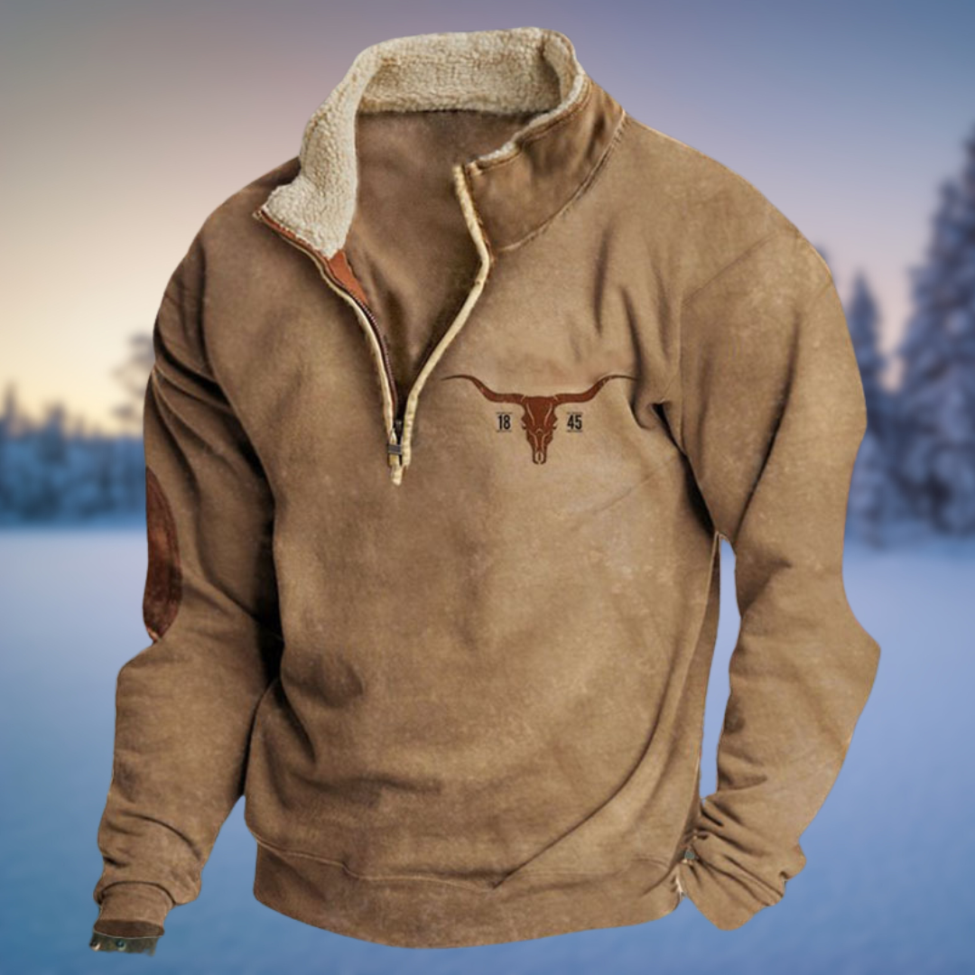 Herren Lässiger Winterpullover Halb-Reißverschluss