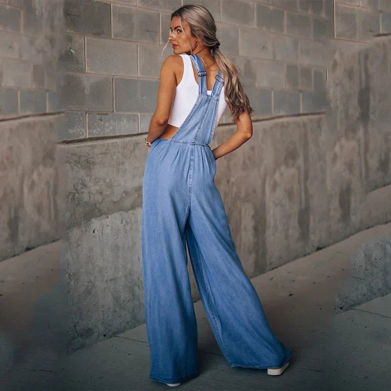 Damen Denim-Overall Trendig Ohne Ärmel