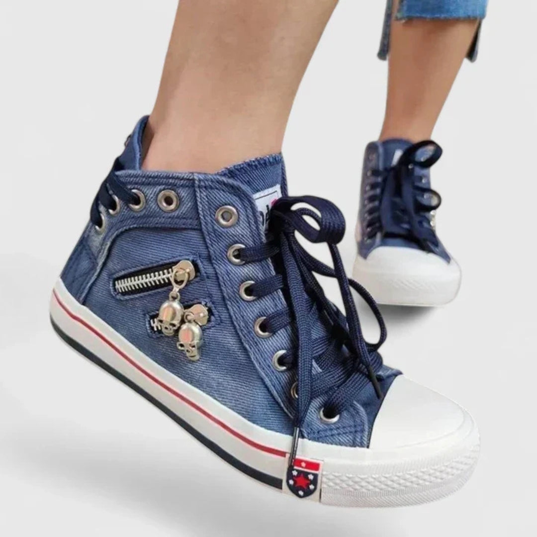 Damen Hochgeschnittenen Denim Sneaker
