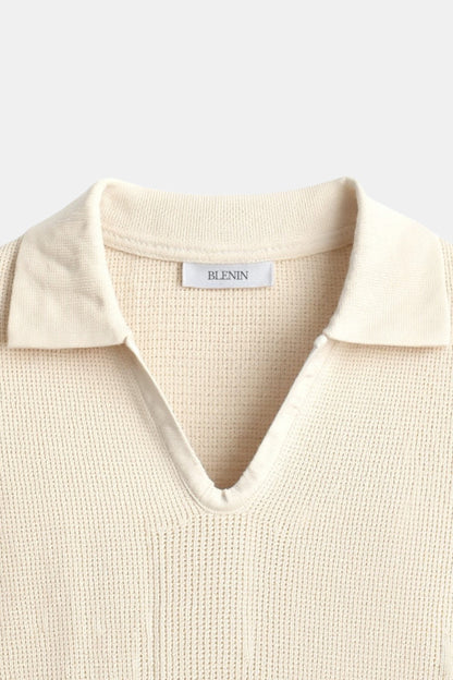 Herren Poloshirt Gestreift Kurzärmelig Weiß/