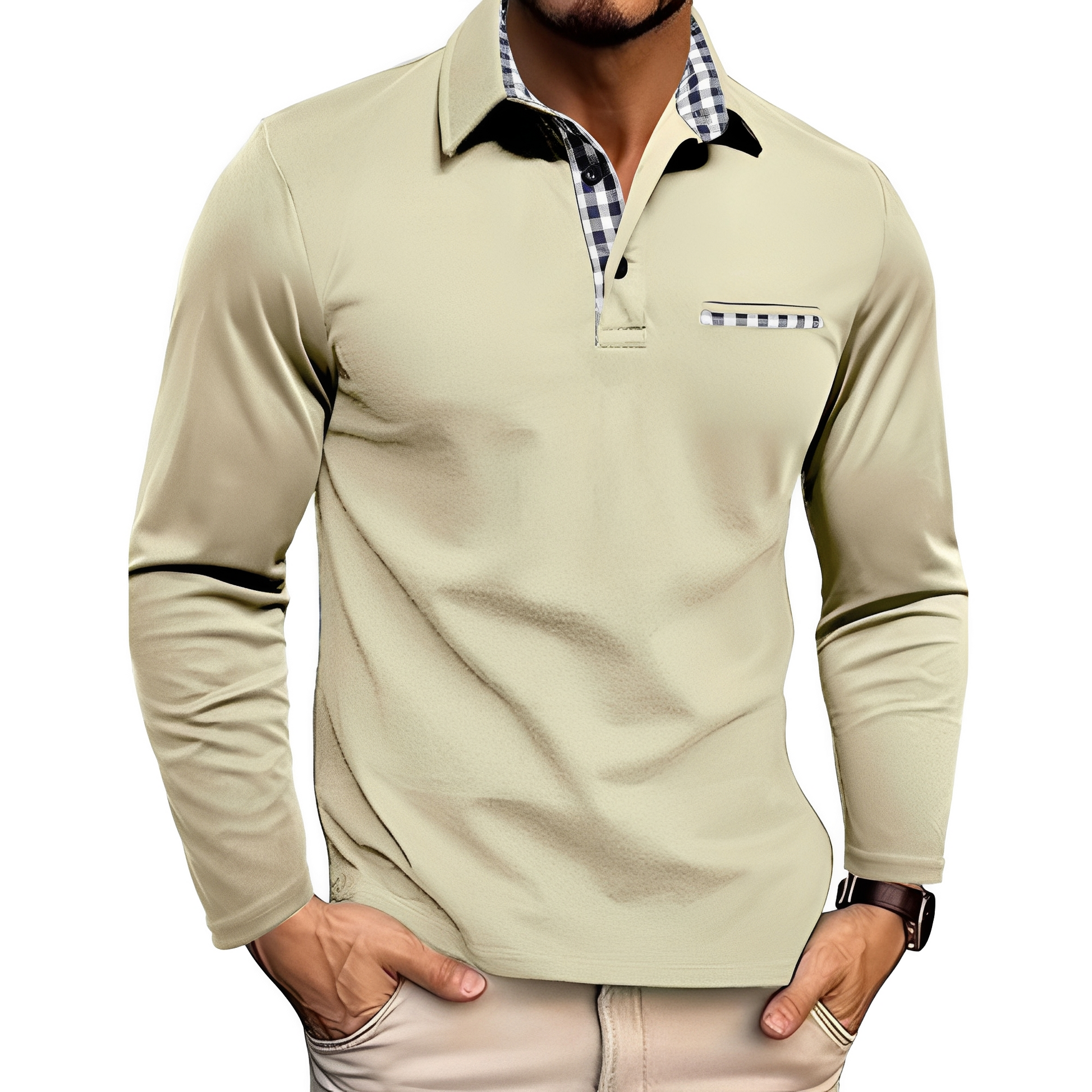 Herren Langarm-Poloshirt Elegantes Design Weiß - Norvielle