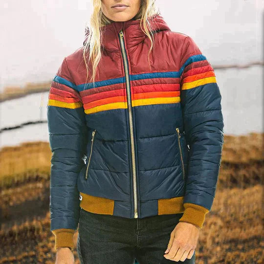 Regenbogen Retro Isolierte Jacke Damen - Norvielle