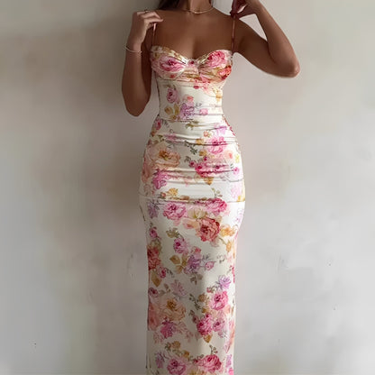 Damen Maxikleid Blumenmuster Lang