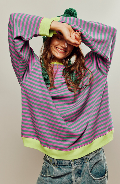 Norvielle Damen Oversized Pullover Gestreift - Norvielle
