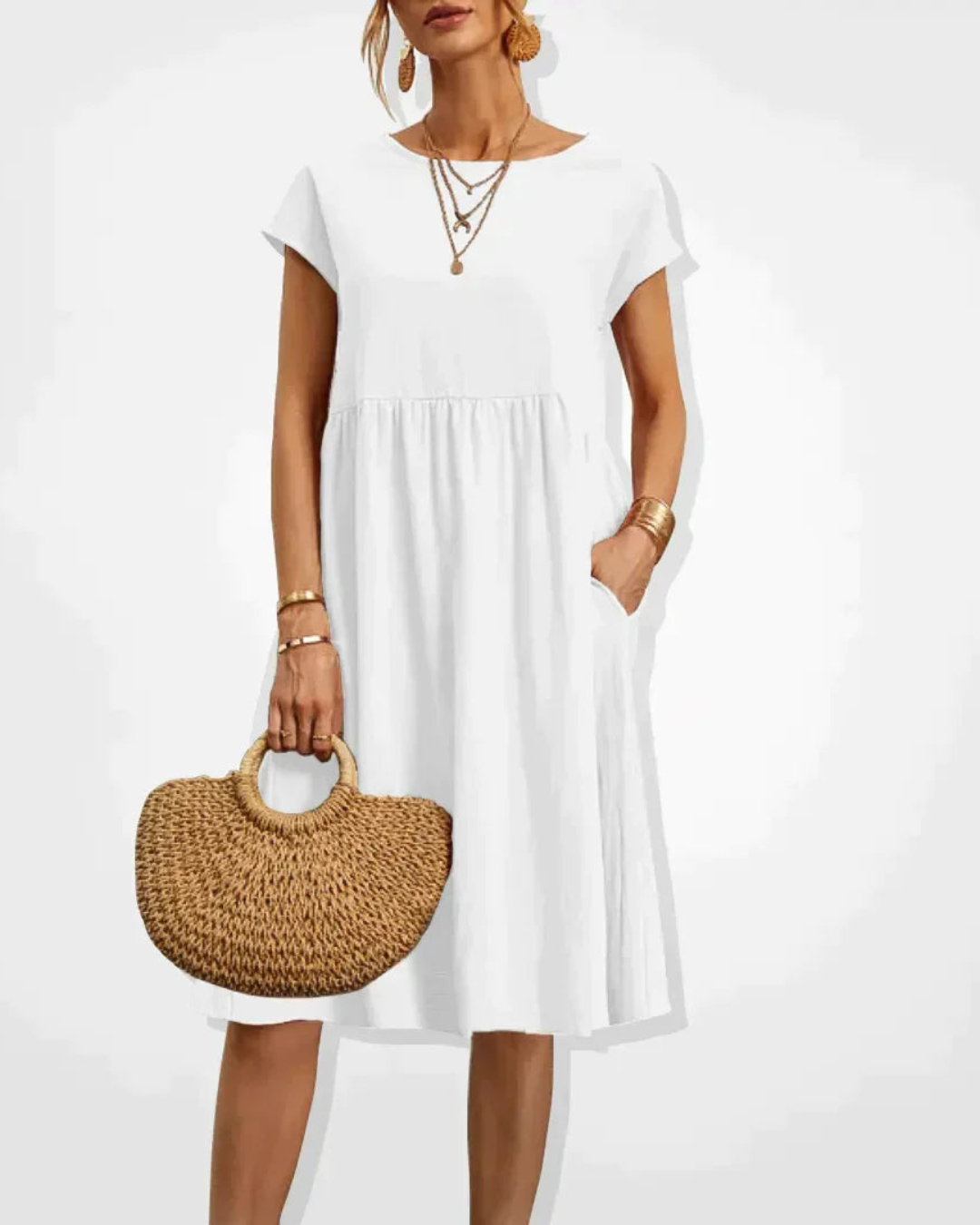 Damen Midi Kleid Italienischer Stil Sommer Baumwolle - Norvielle