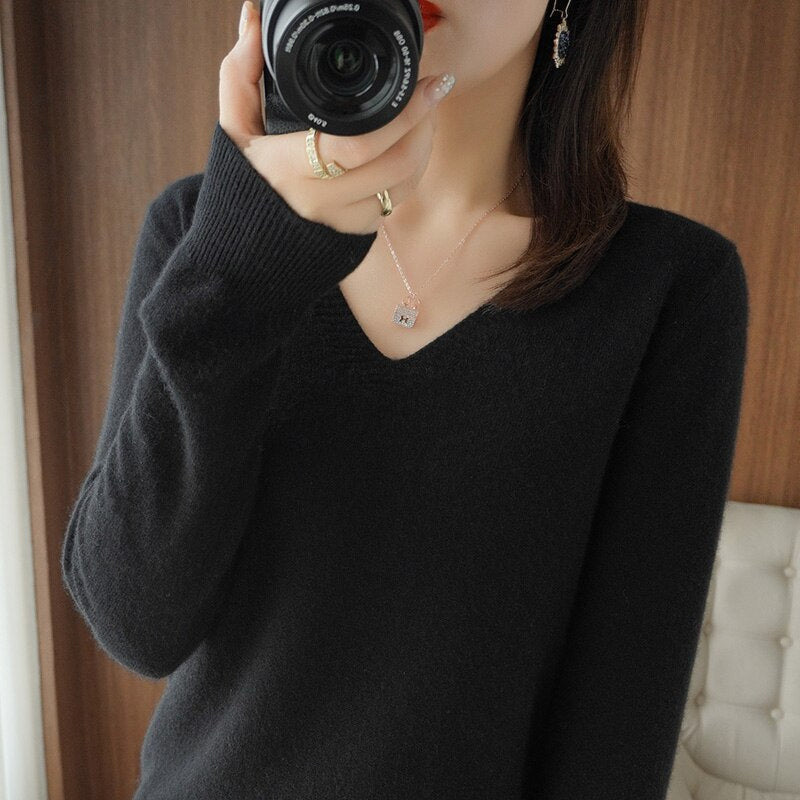 Norvielle Damen V-Ausschnitt Pullover
