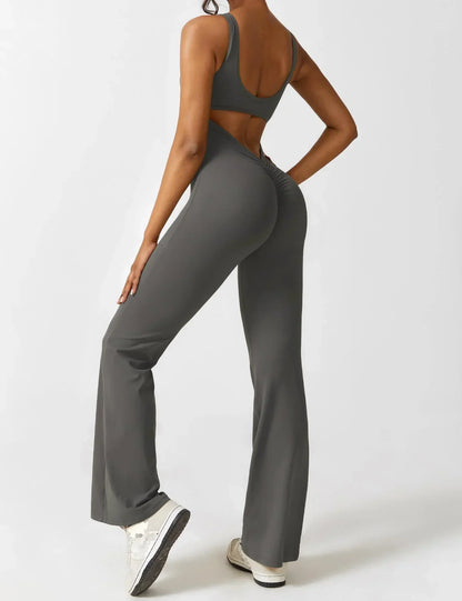 Damen Jumpsuit Enganliegend Weite Bein Komfort