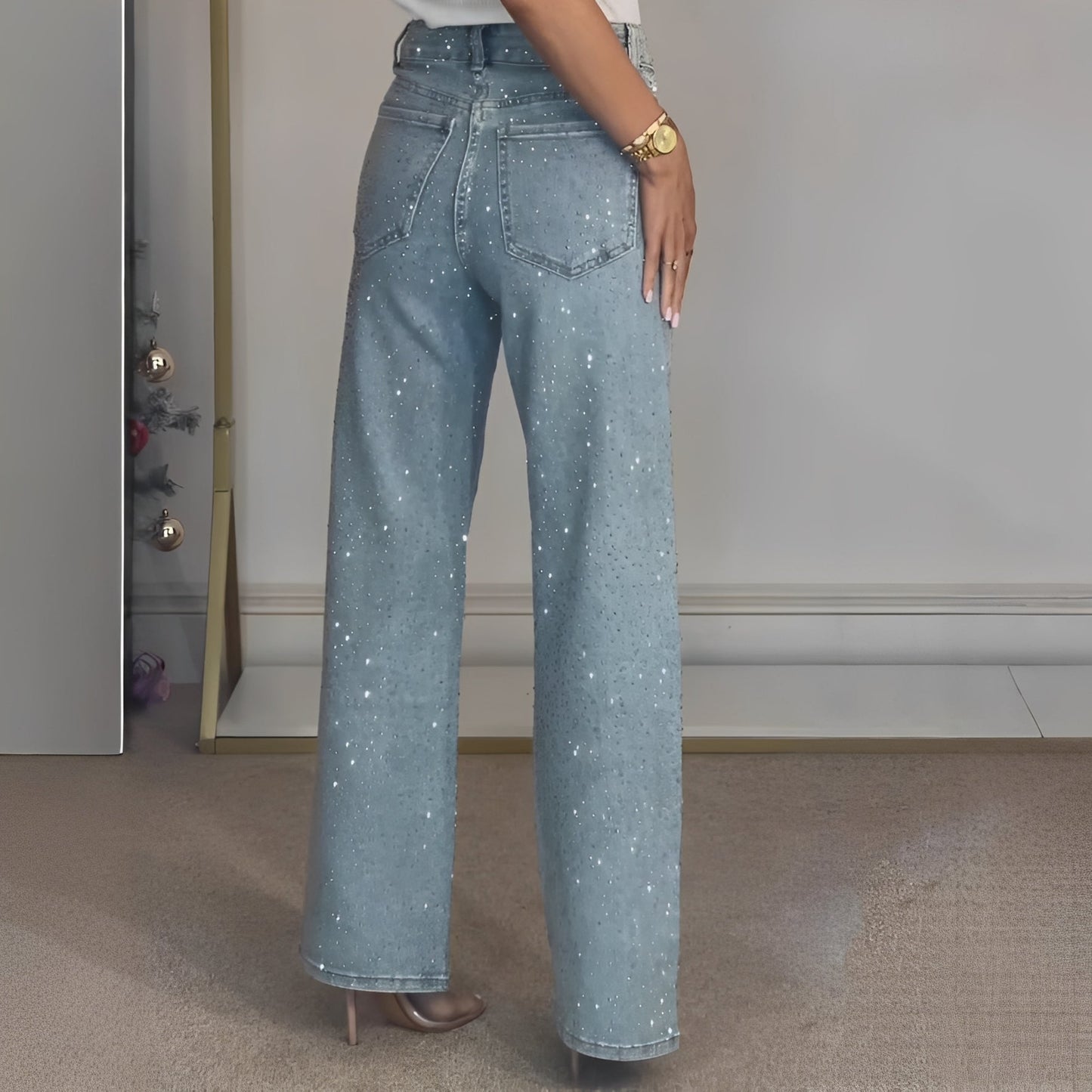 Damenhose Glitzernd Hochtailliert